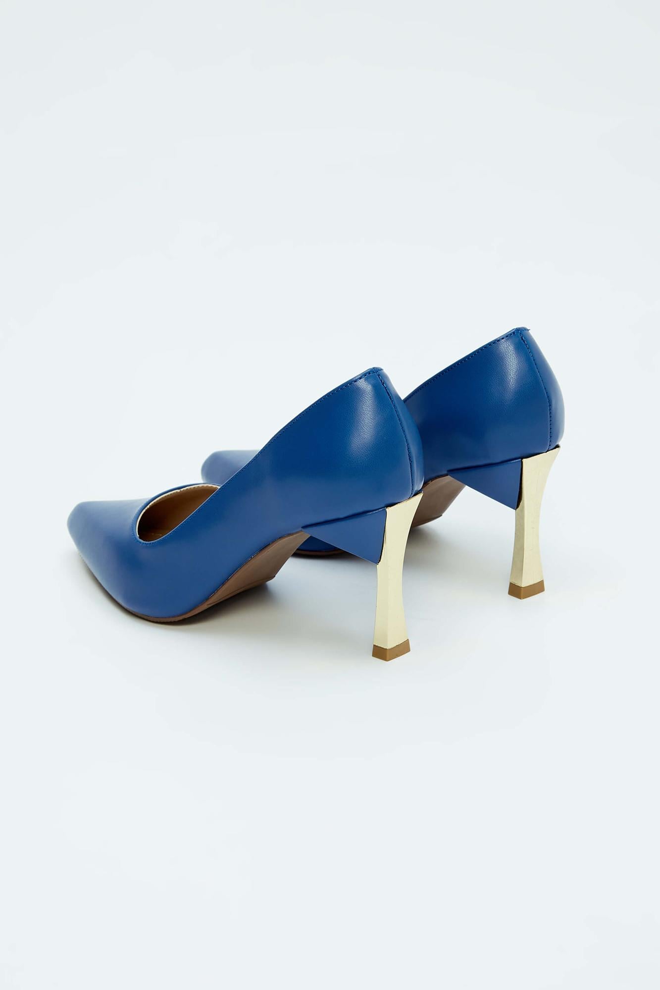 Tamer Tanca Tamer Tanca Koyu Mavi Kadın Vegan Saks Mavi Stiletto Ayakkabı Basketbol Ayakkabıları | FashFed Koyu Mavi - 3. görsel