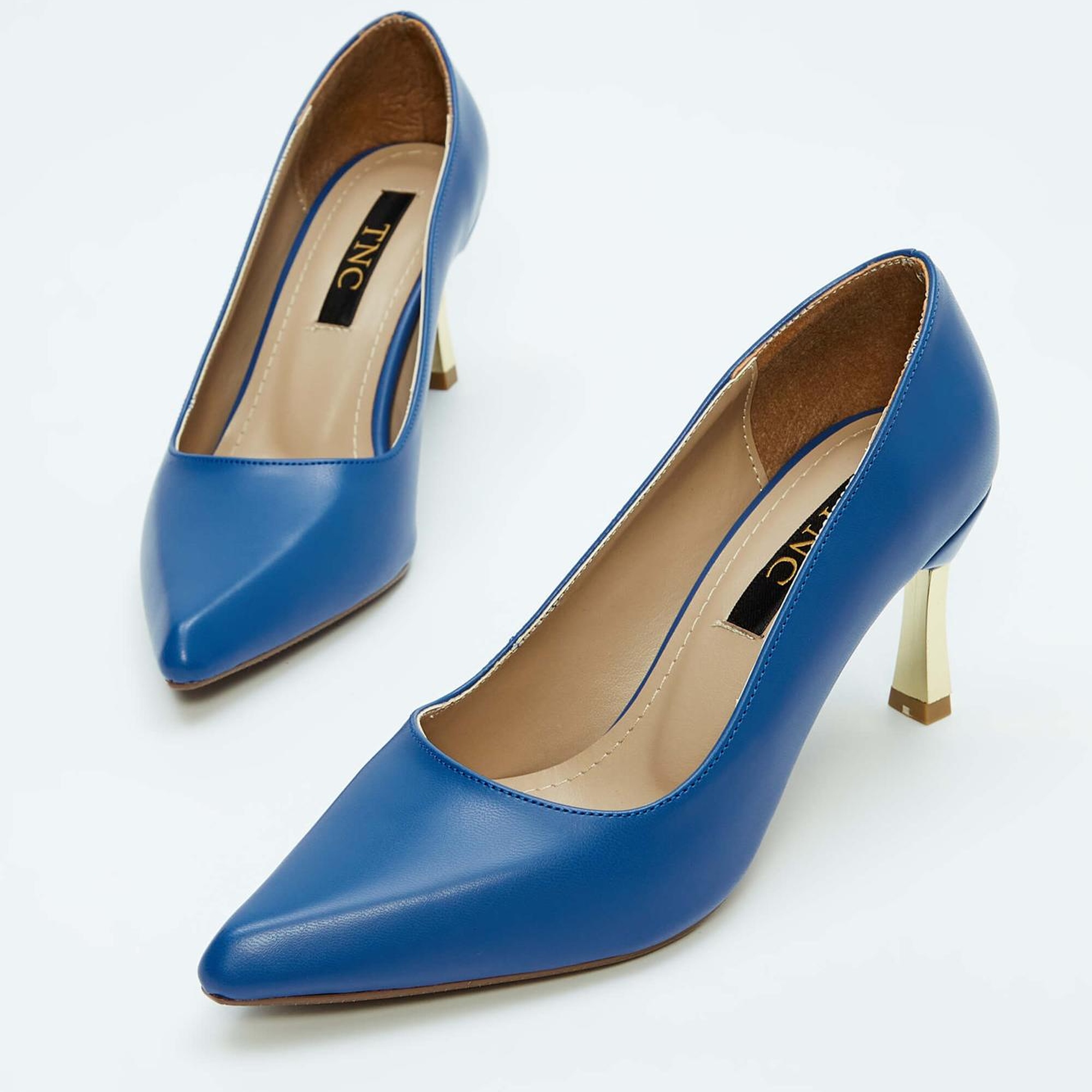 Tamer Tanca Kadın Vegan Saks Mavi Stiletto Ayakkabı