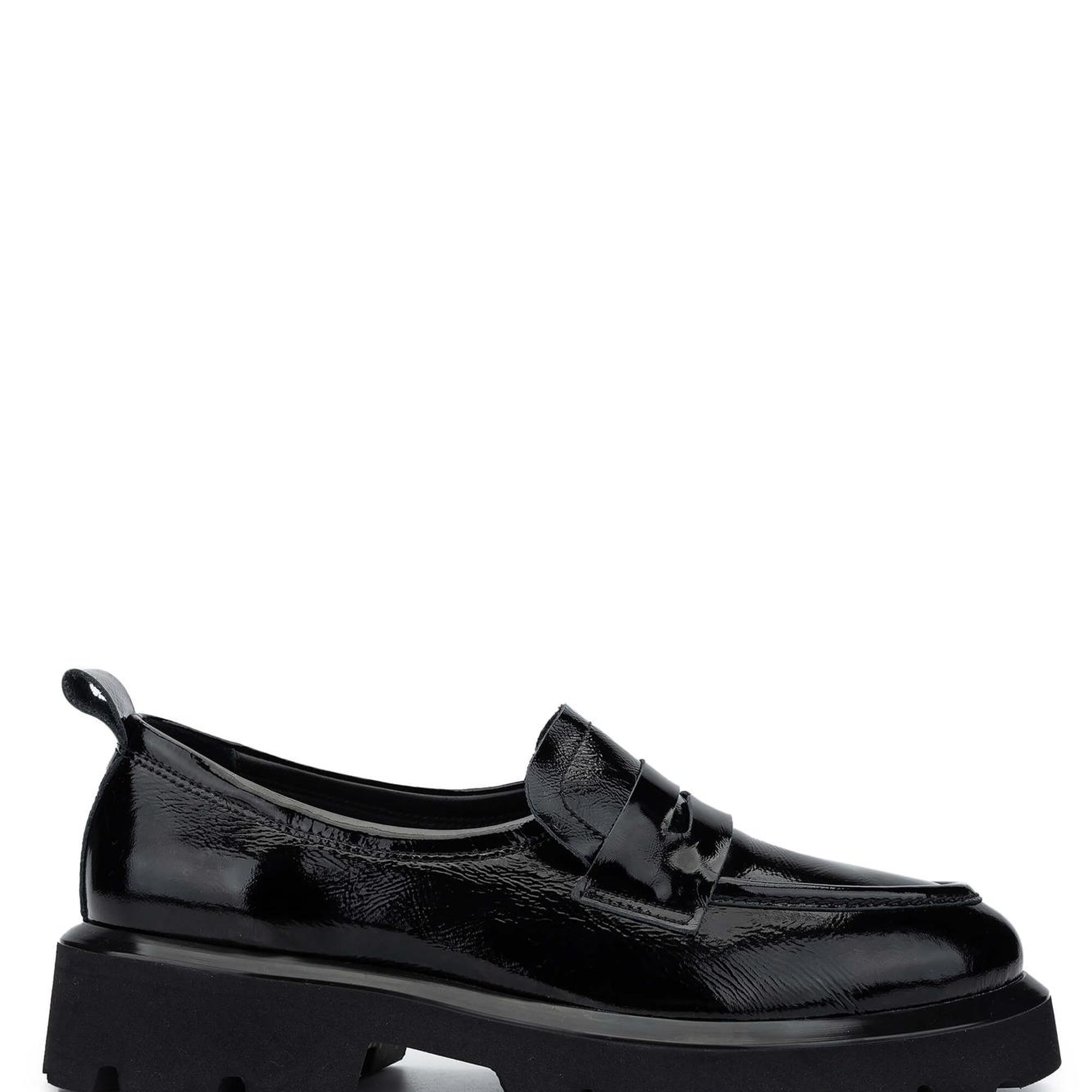 Tamer Tanca Kadın Hakiki Deri Siyah Rugan Loafer Ayakkabı