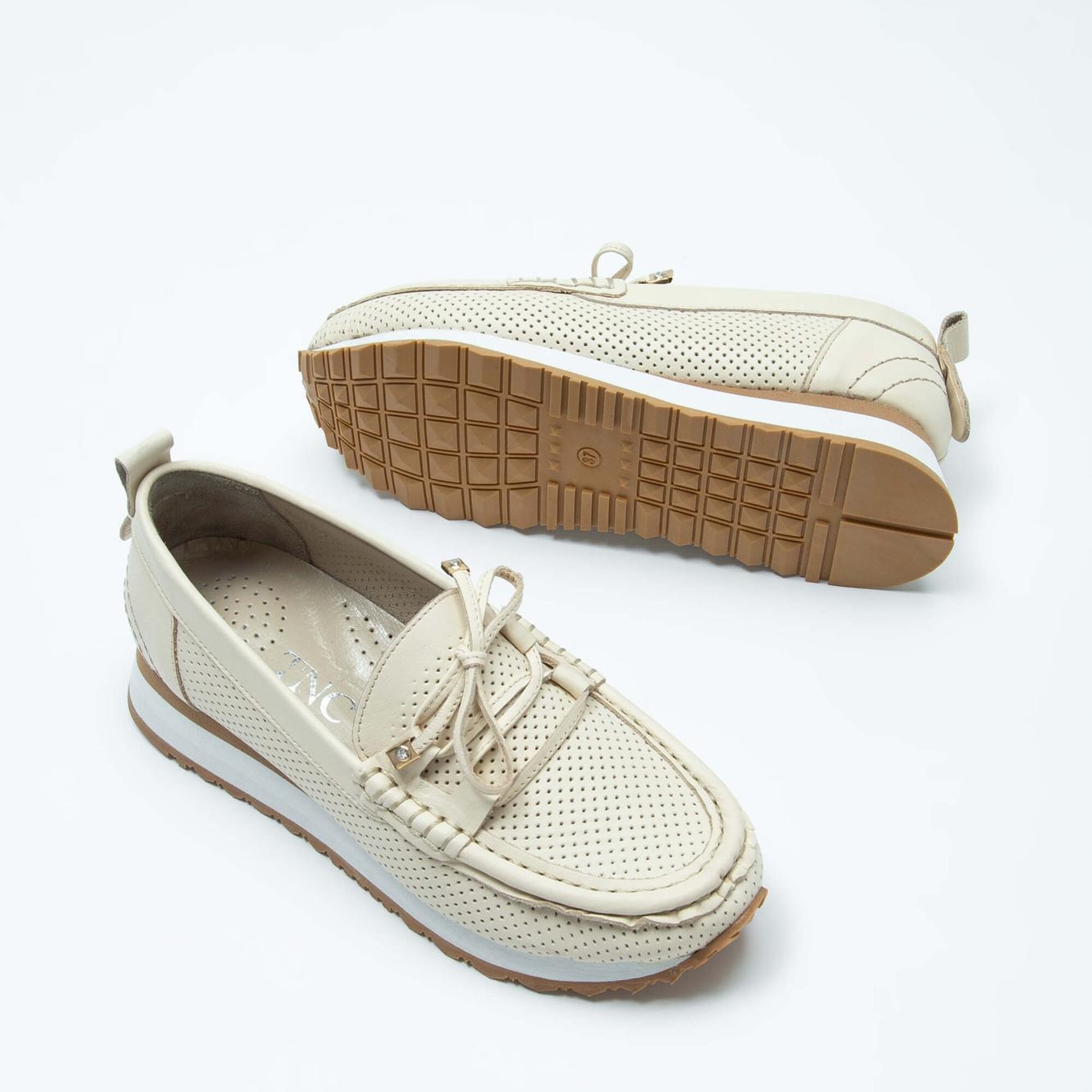 Tamer Tanca Kadın Hakiki Deri Bej Loafer Ayakkabı