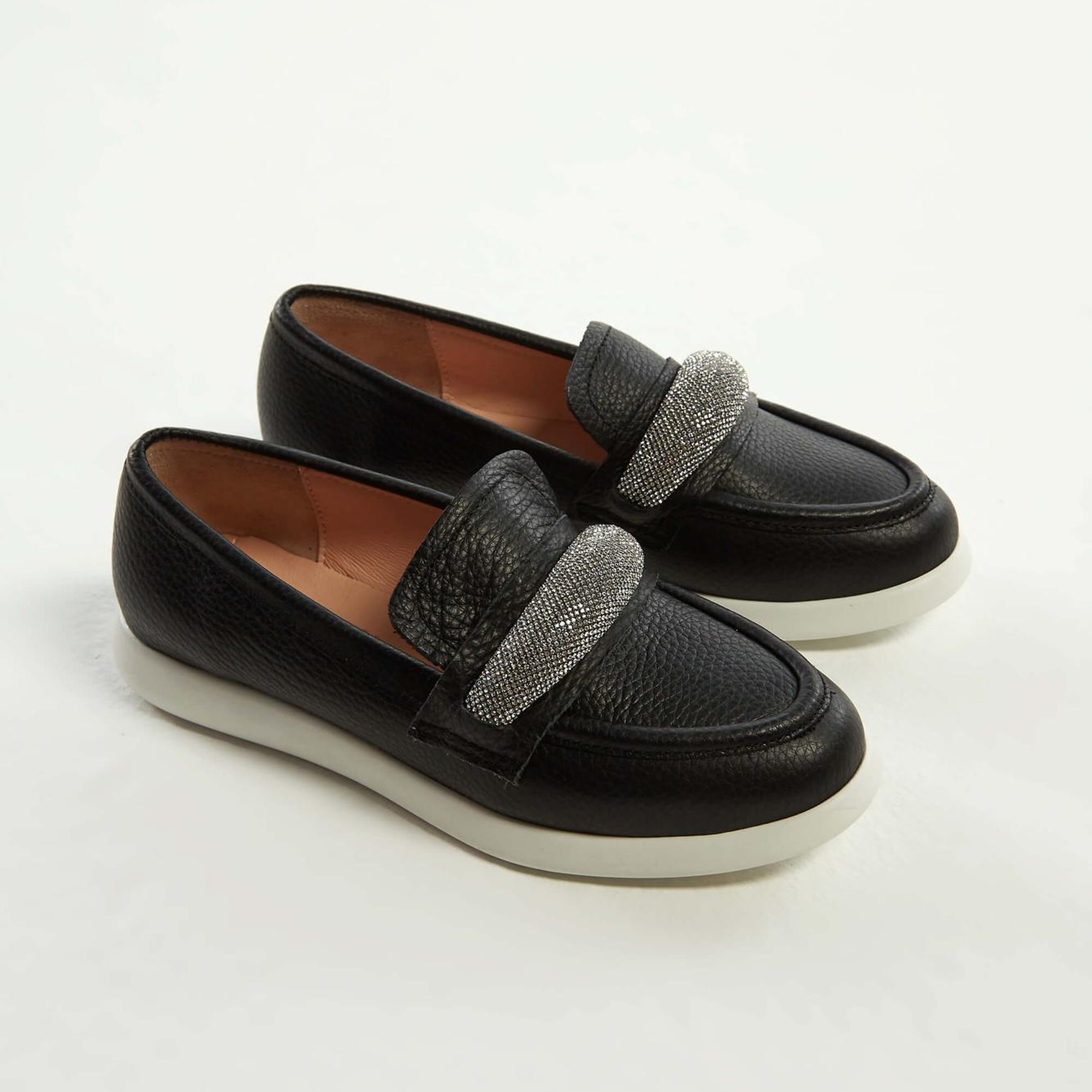 Tamer Tanca Kadın Hakiki Deri Siyah Deri Loafer Ayakkabı
