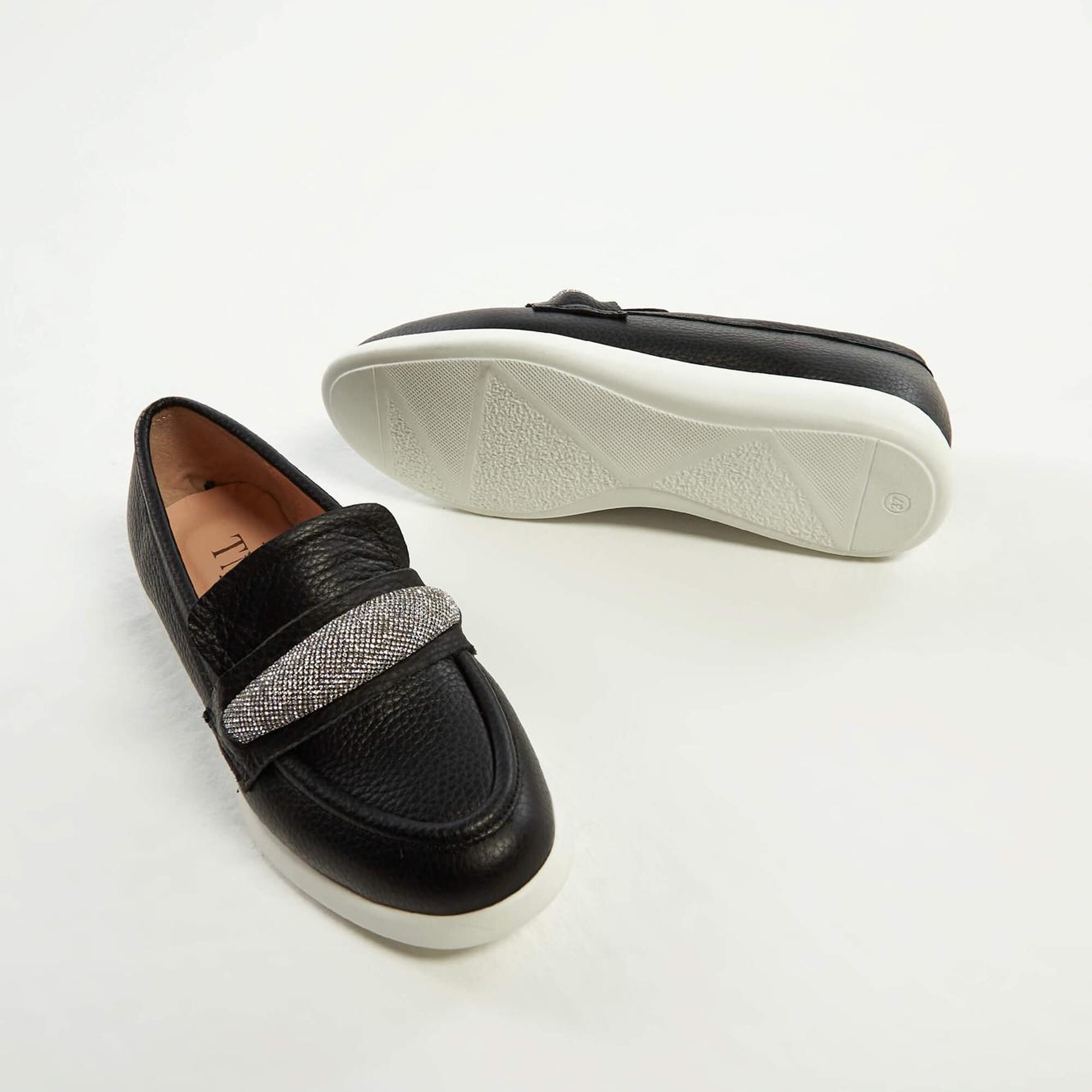 Tamer Tanca Kadın Hakiki Deri Siyah Deri Loafer Ayakkabı