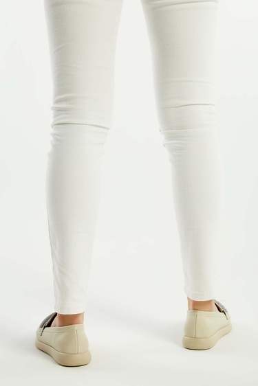  Tamer Tanca Kadın Hakiki Deri Bej Loafer Ayakkabı