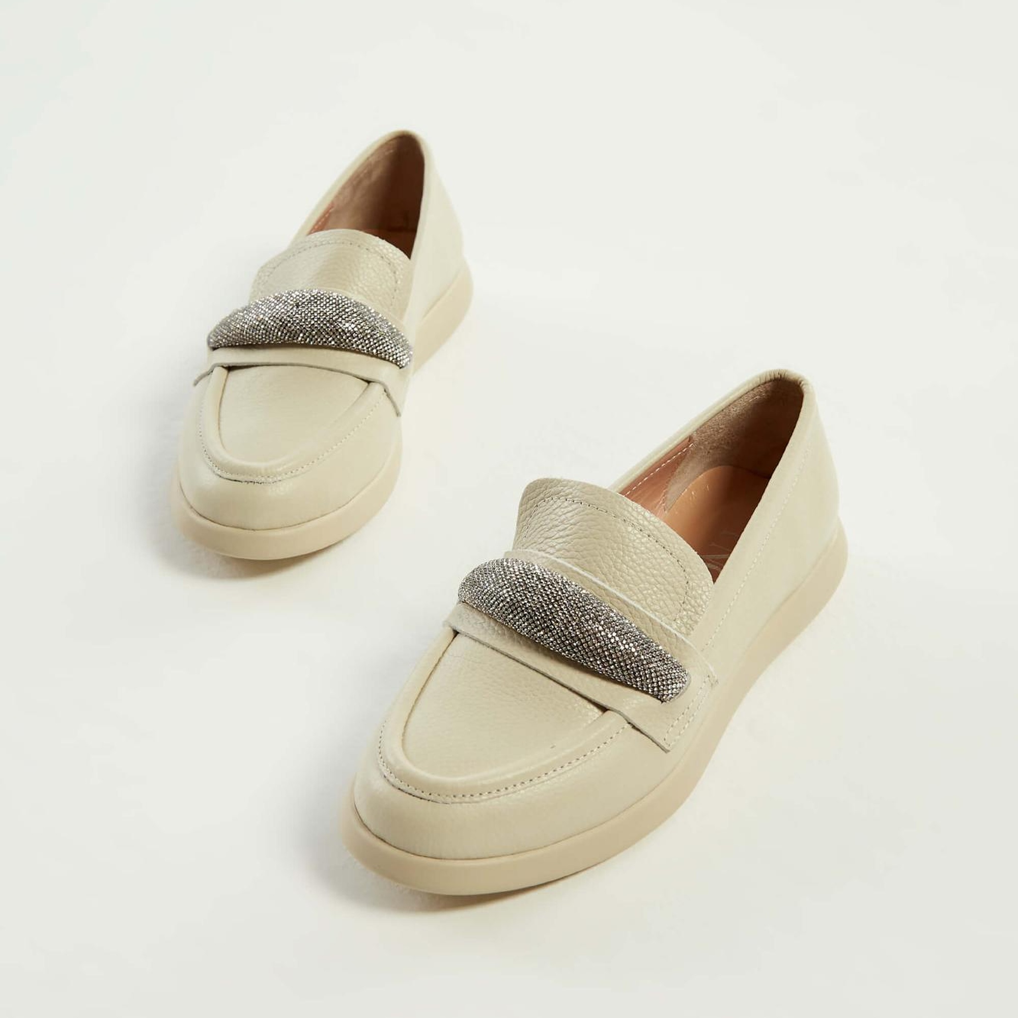 Tamer Tanca Kadın Hakiki Deri Bej Loafer Ayakkabı