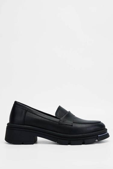  Tamer Tanca Kadın Hakiki Deri Siyah Deri Loafer Ayakkabı