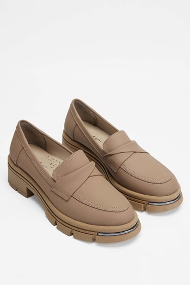  Tamer Tanca Kadın Hakiki Deri Karamel Loafer Ayakkabı