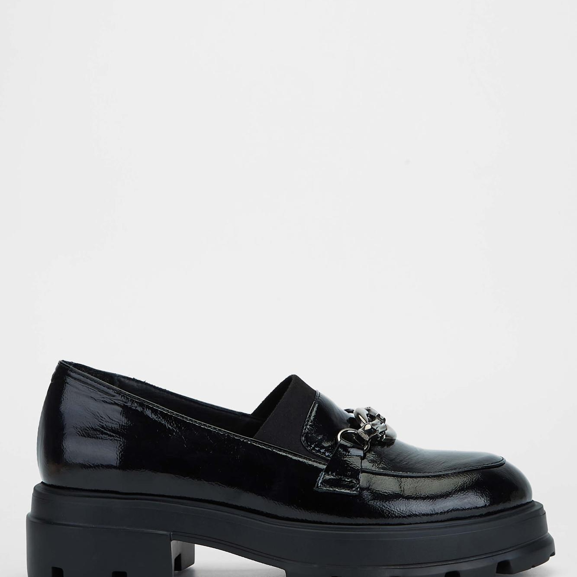 Tamer Tanca Kadın Hakiki Deri Siyah Rugan Loafer Ayakkabı