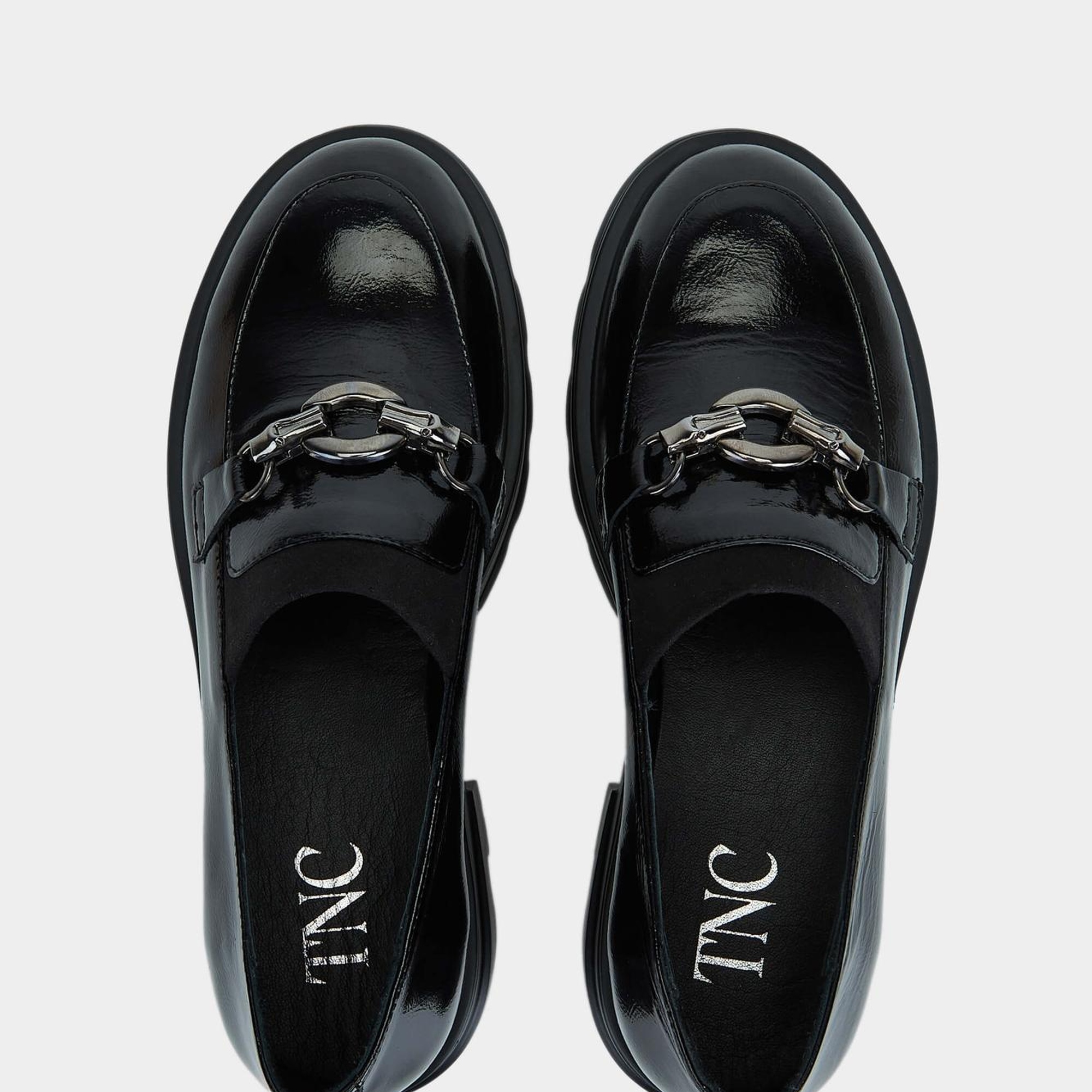 Tamer Tanca Kadın Hakiki Deri Siyah Rugan Loafer Ayakkabı