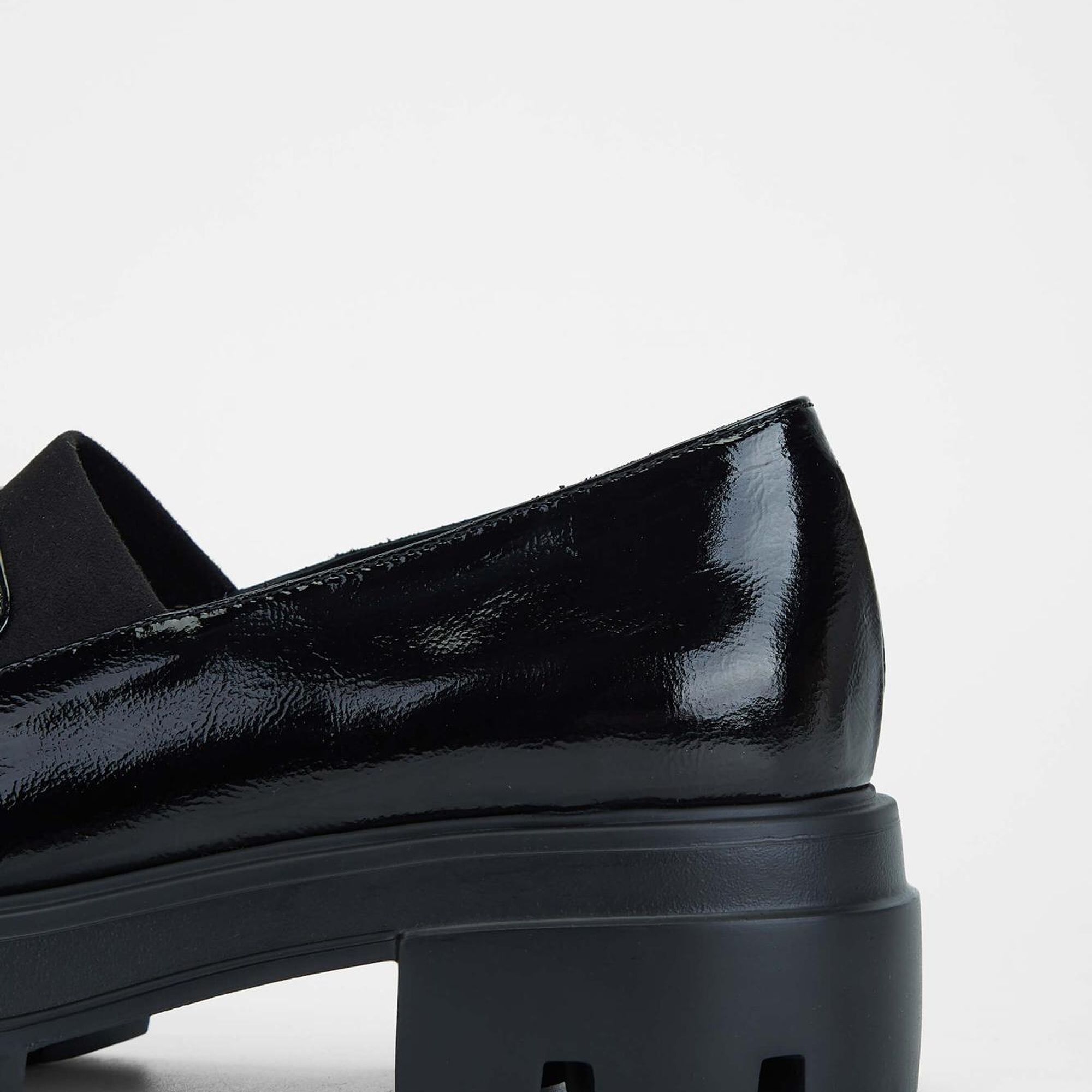 Tamer Tanca Kadın Hakiki Deri Siyah Rugan Loafer Ayakkabı