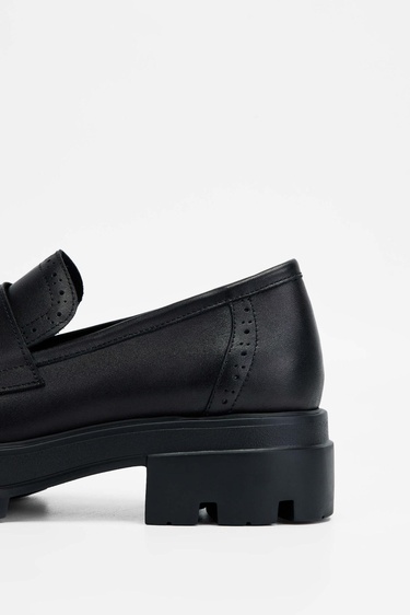  Tamer Tanca Kadın Hakiki Deri Siyah Deri Loafer Ayakkabı