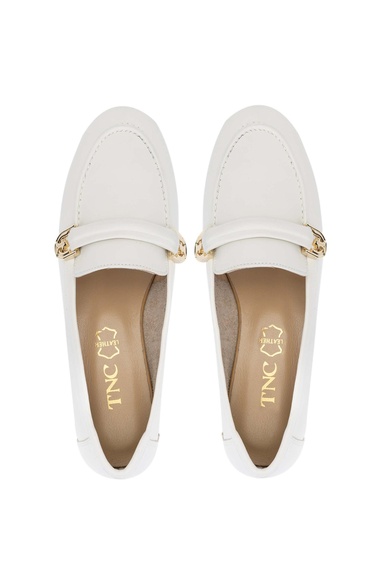  Tamer Tanca Kadın Hakiki Deri Bej Loafer Ayakkabı