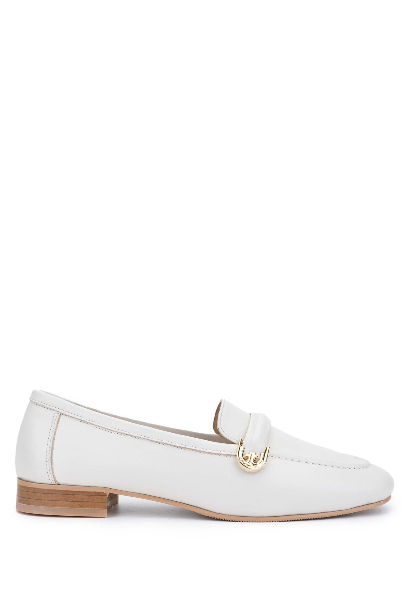  Tamer Tanca Kadın Hakiki Deri Bej Loafer Ayakkabı