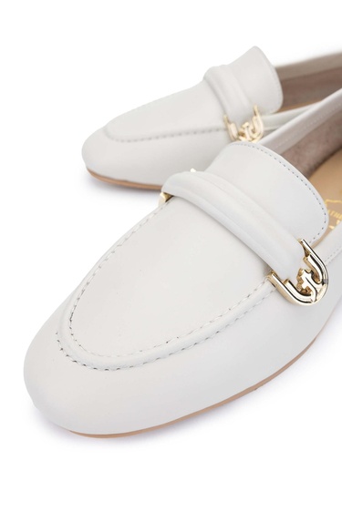  Tamer Tanca Kadın Hakiki Deri Bej Loafer Ayakkabı