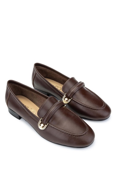  Tamer Tanca Kadın Hakiki Deri Kahverengi Loafer Ayakkabı