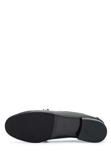  Tamer Tanca Kadın Hakiki Deri Siyah Deri Loafer Ayakkabı