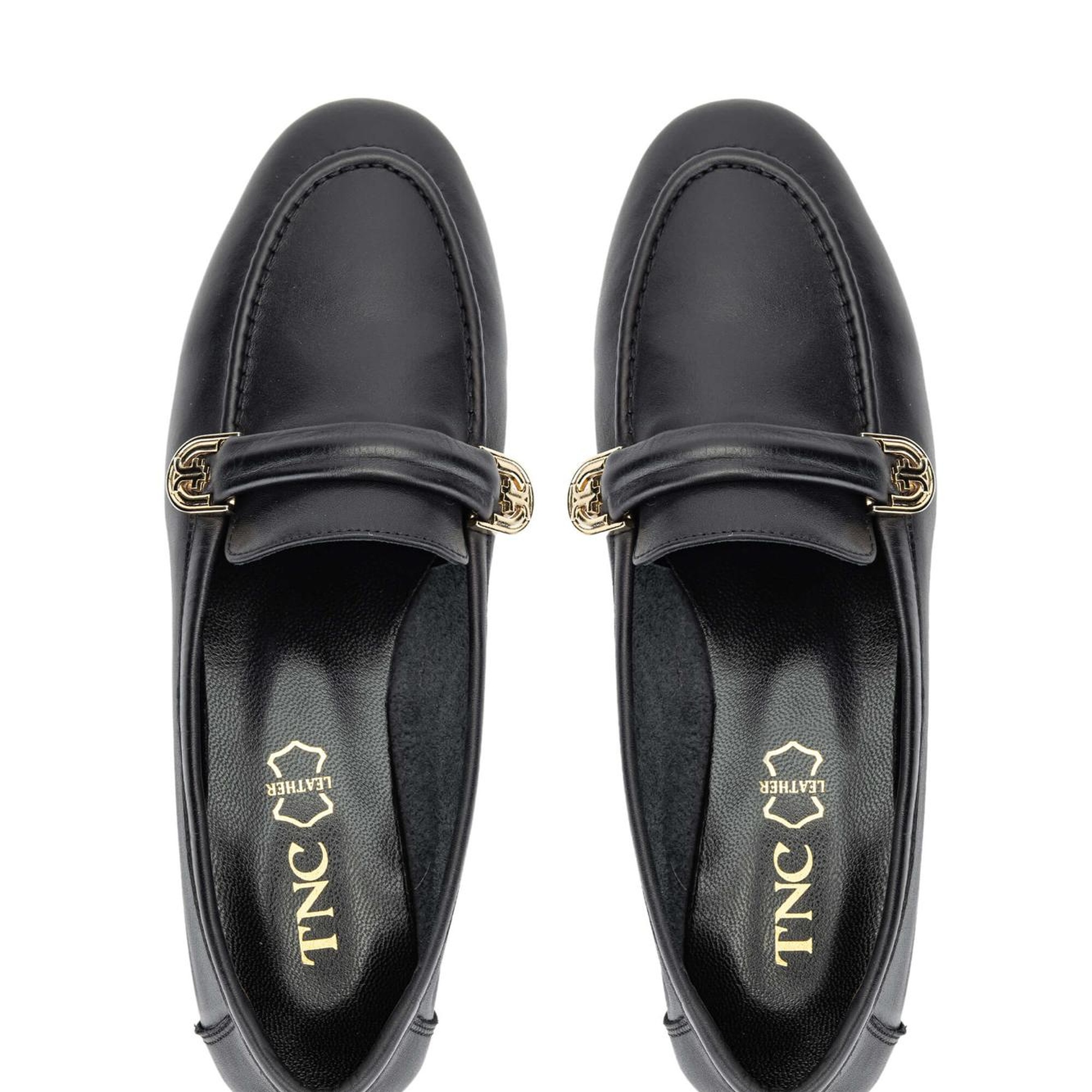 Tamer Tanca Kadın Hakiki Deri Siyah Deri Loafer Ayakkabı