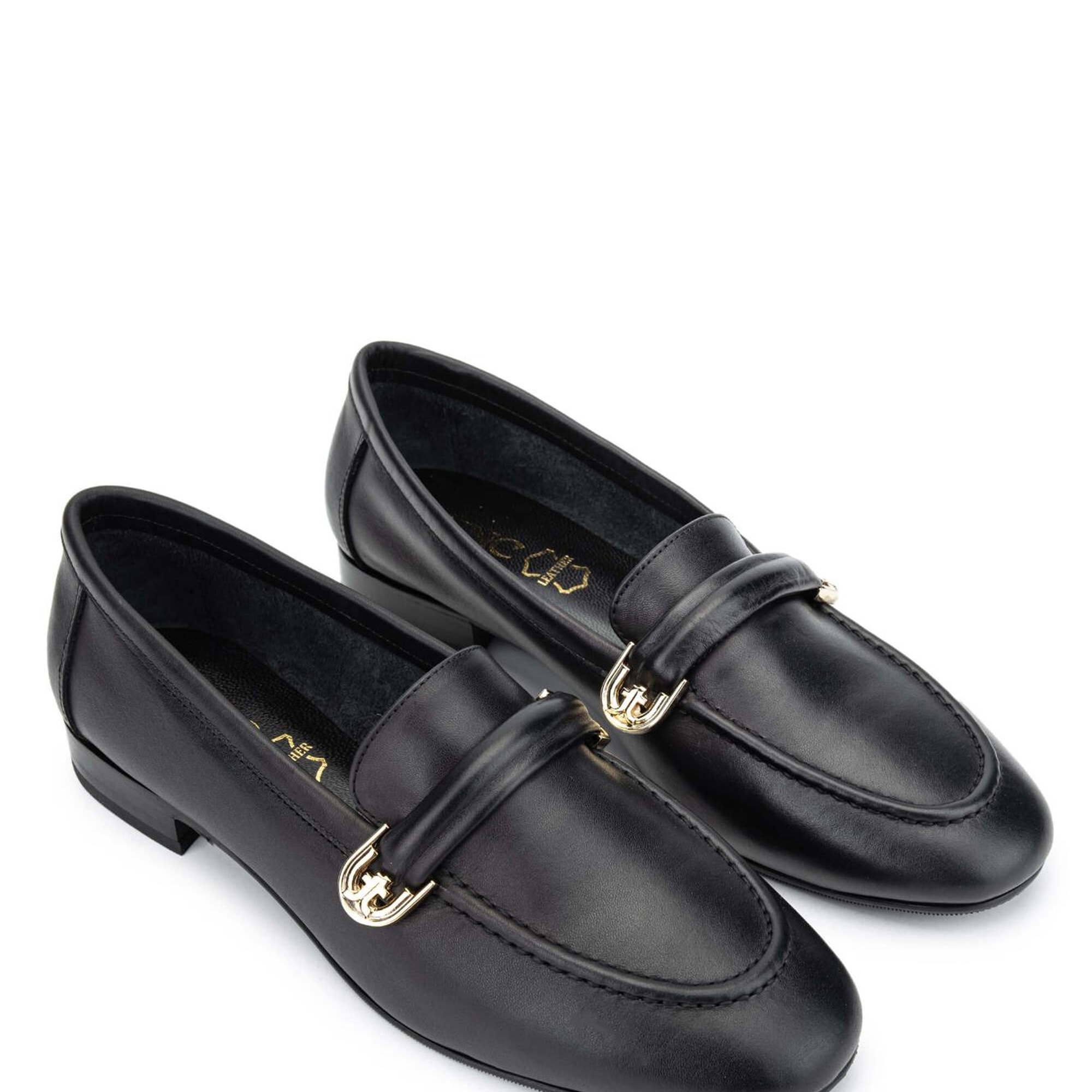 Tamer Tanca Kadın Hakiki Deri Siyah Deri Loafer Ayakkabı