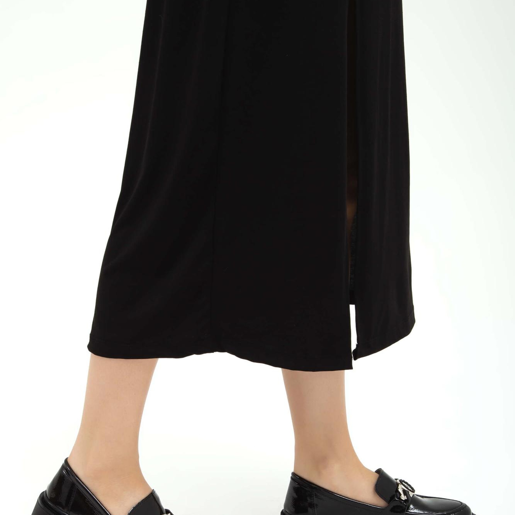 Tamer Tanca Kadın Vegan Siyah Rugan Loafer Ayakkabı