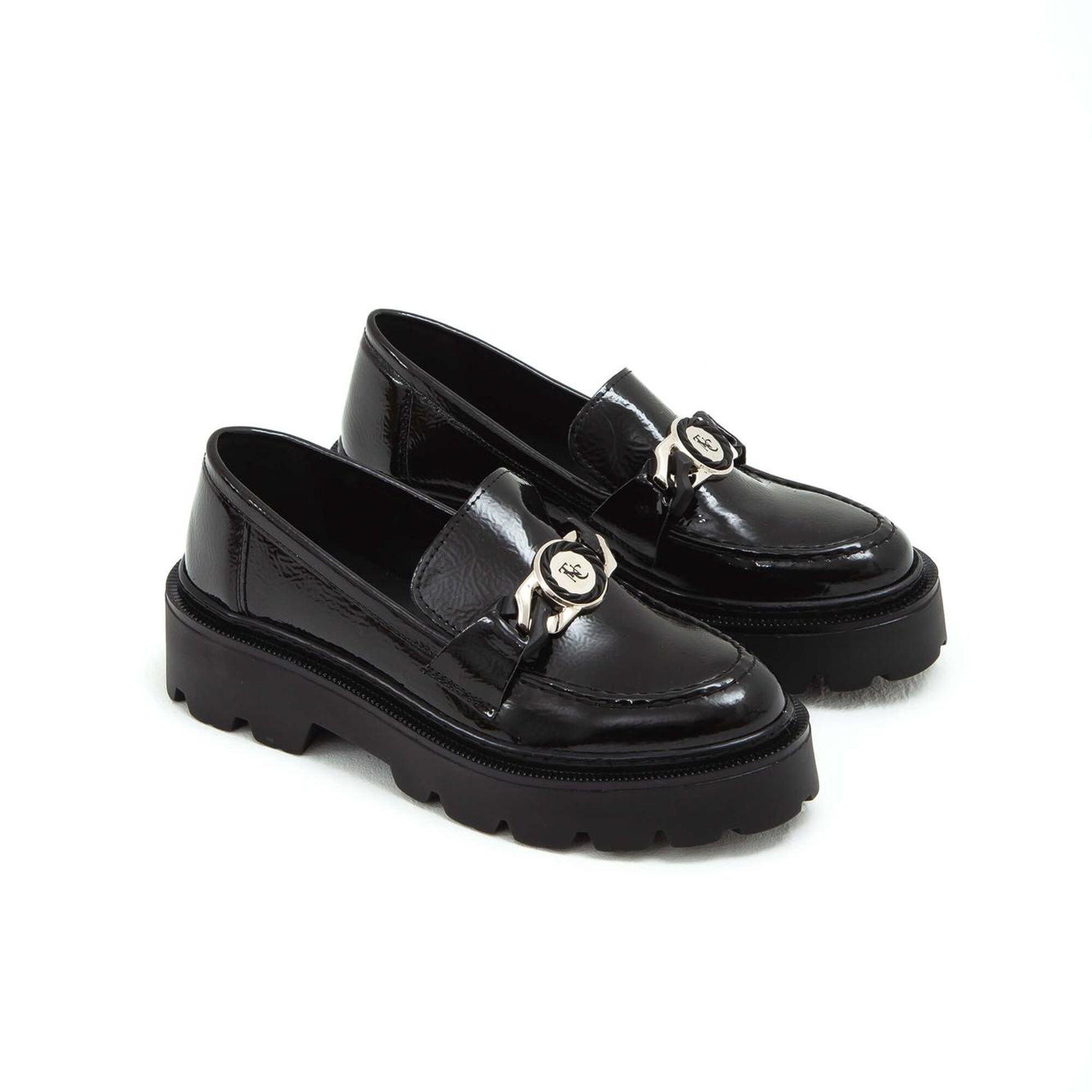 Tamer Tanca Kadın Vegan Siyah Rugan Loafer Ayakkabı