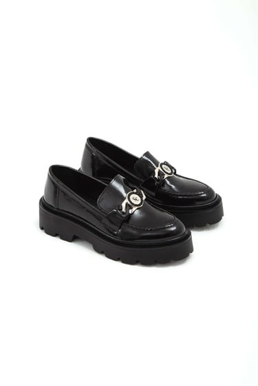  Tamer Tanca Kadın Vegan Siyah Rugan Loafer Ayakkabı