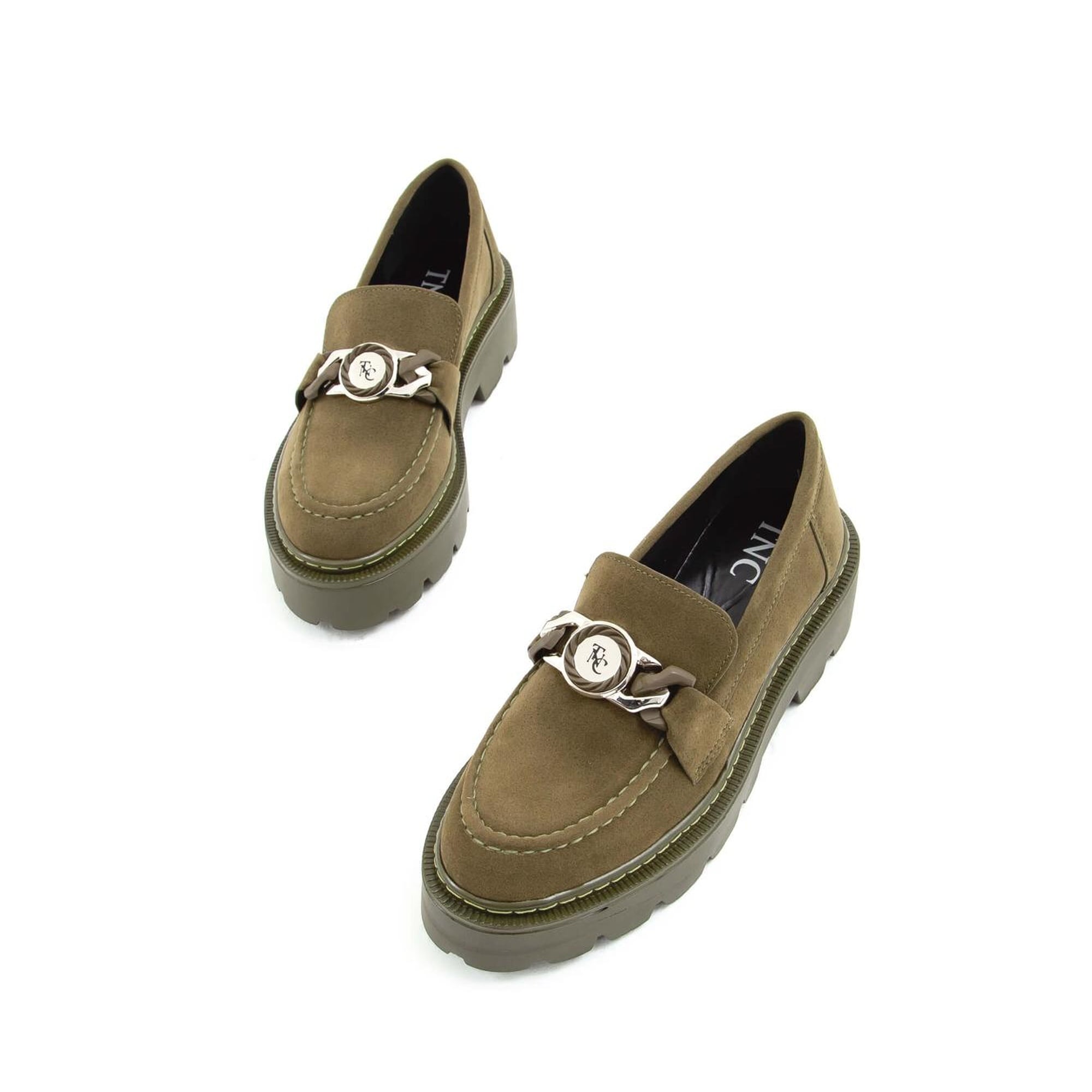 Tamer Tanca Kadın Vegan Haki Süet Loafer Ayakkabı