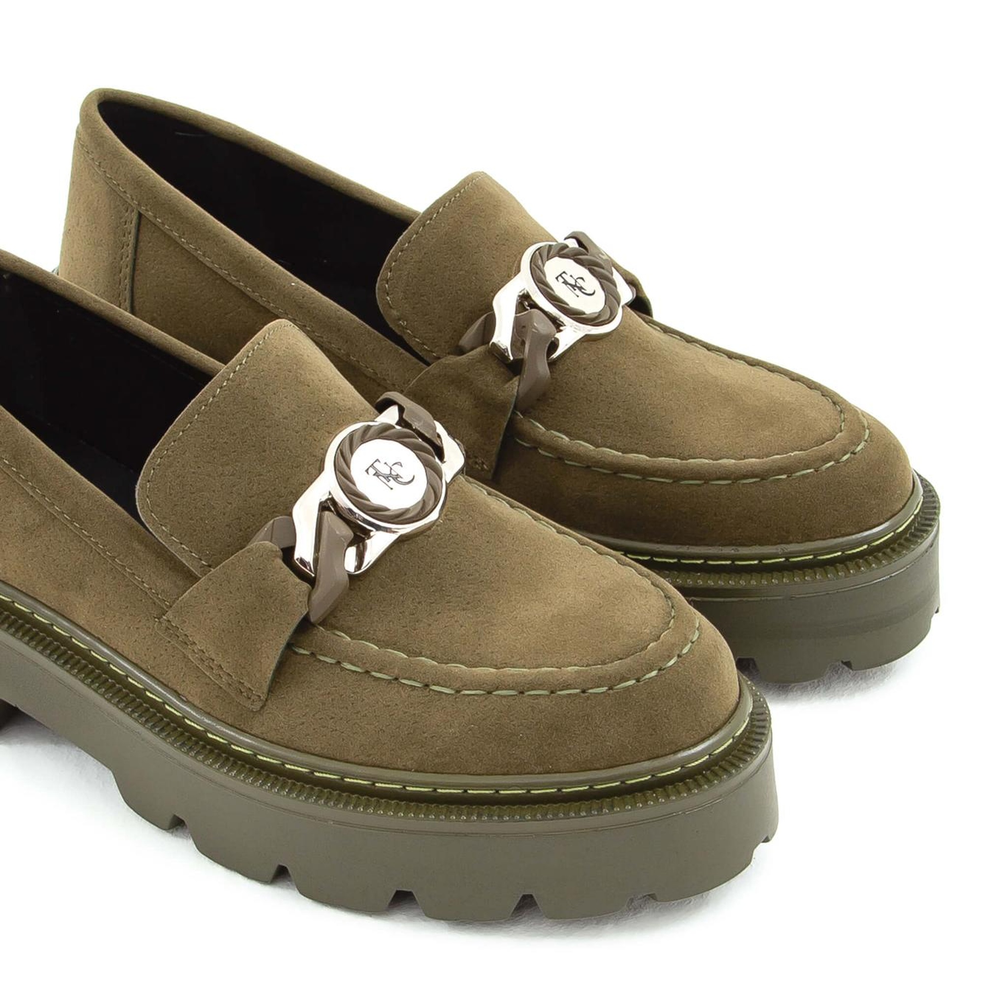 Tamer Tanca Kadın Vegan Haki Süet Loafer Ayakkabı