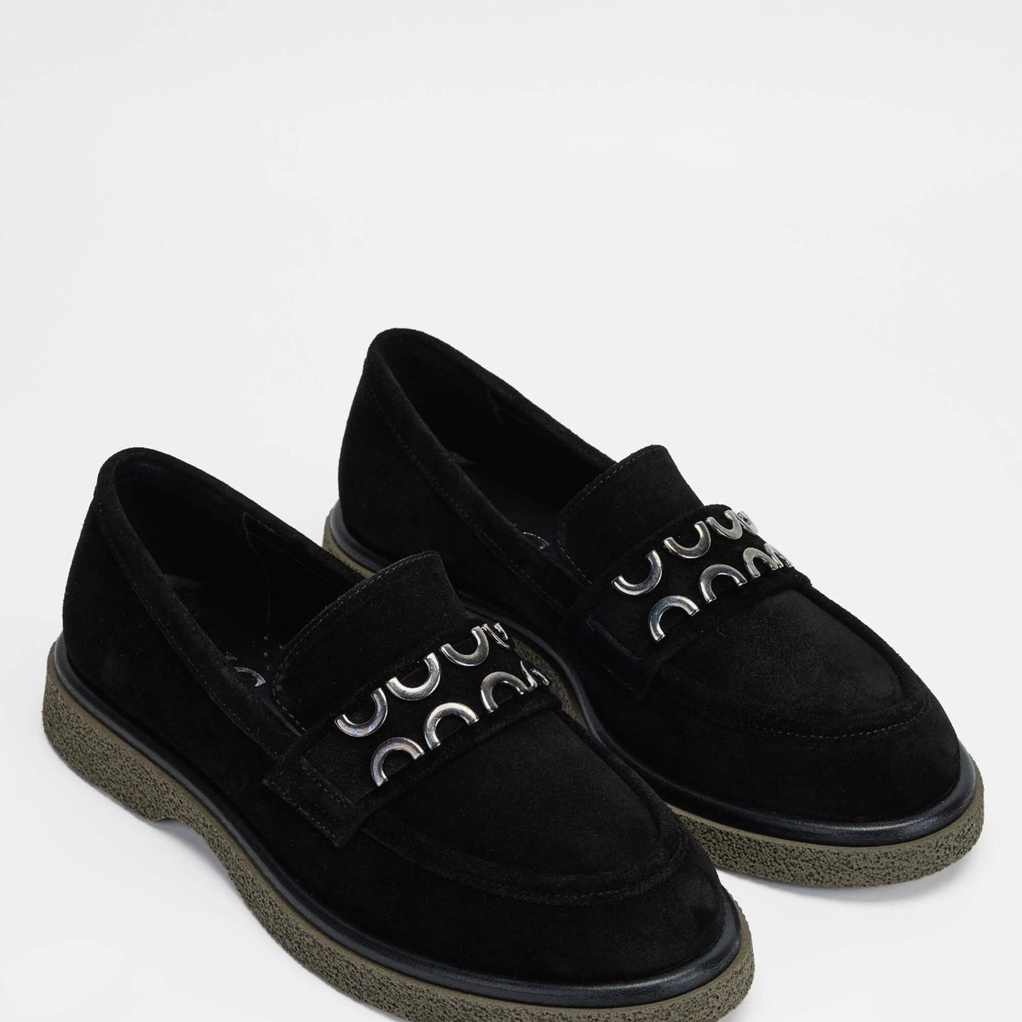 Tamer Tanca Kadın Hakiki Deri Siyah Süet Loafer Ayakkabı