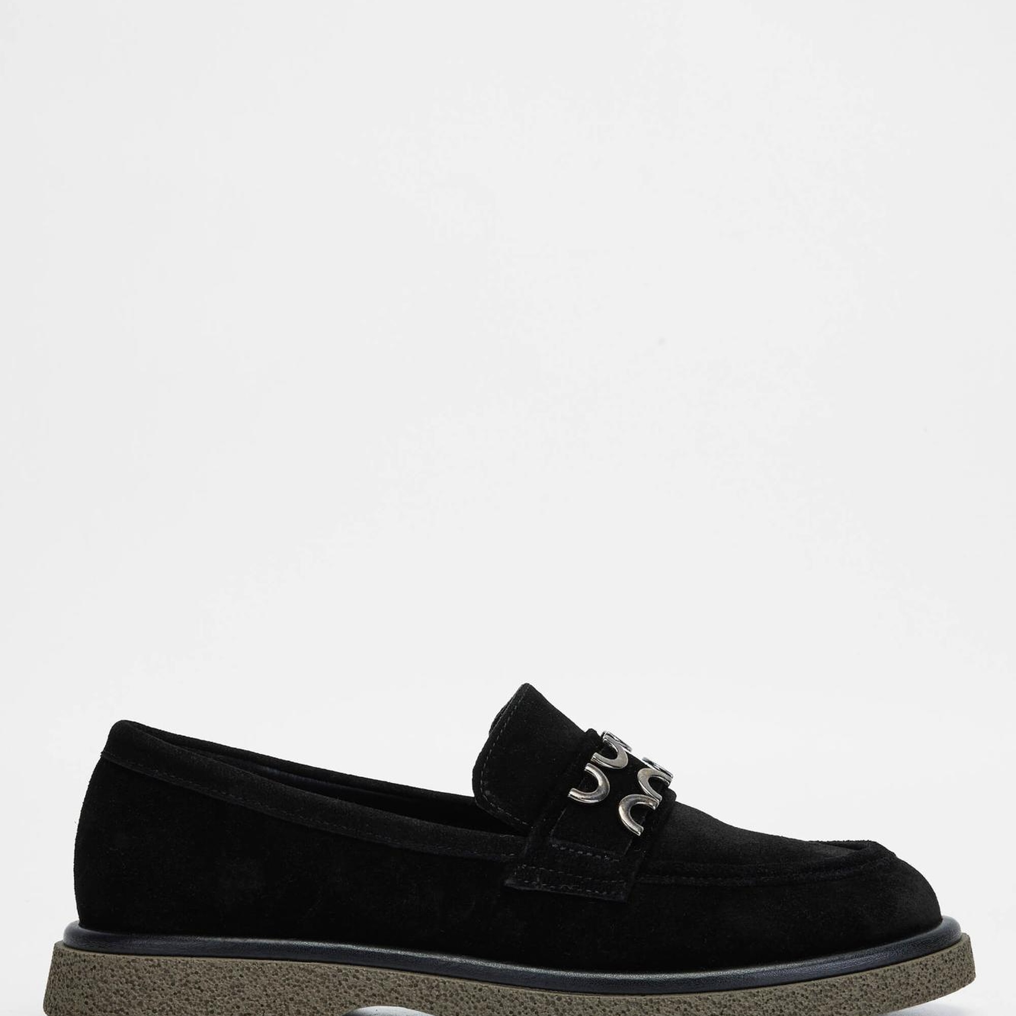 Tamer Tanca Kadın Hakiki Deri Siyah Süet Loafer Ayakkabı