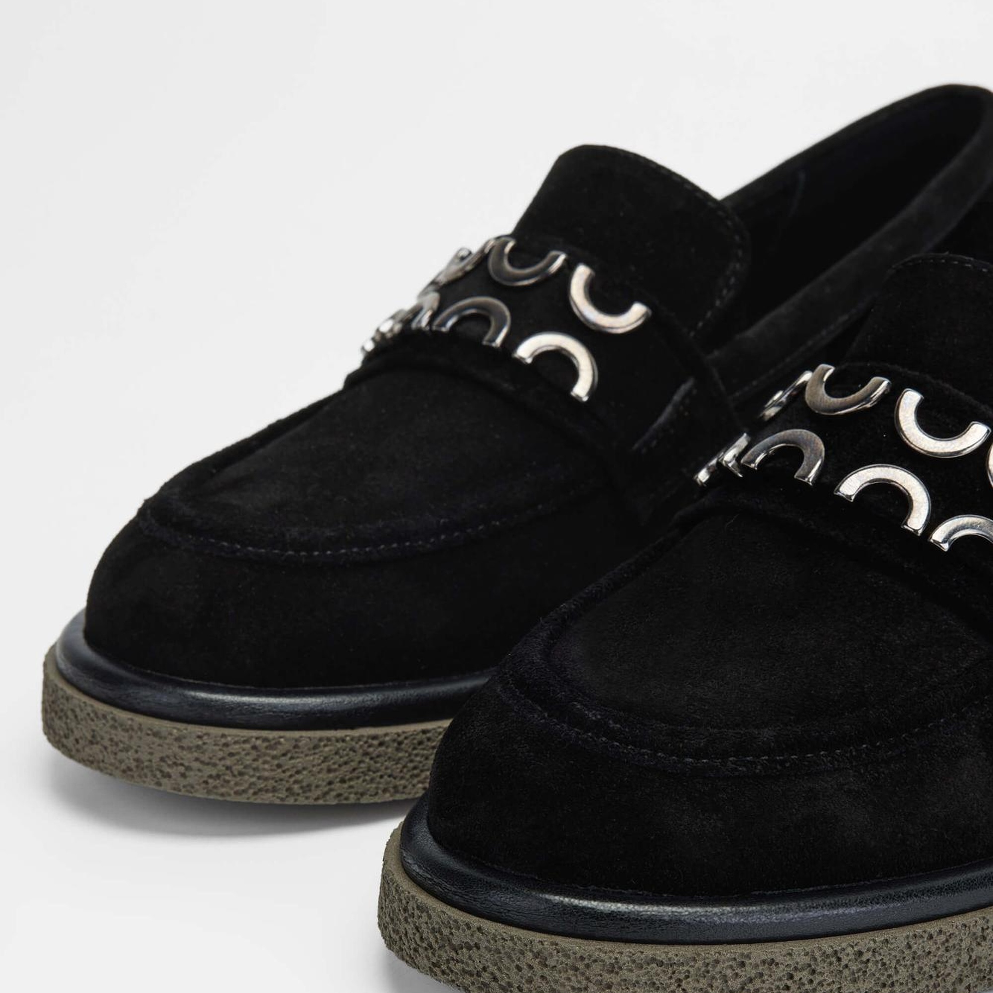 Tamer Tanca Kadın Hakiki Deri Siyah Süet Loafer Ayakkabı