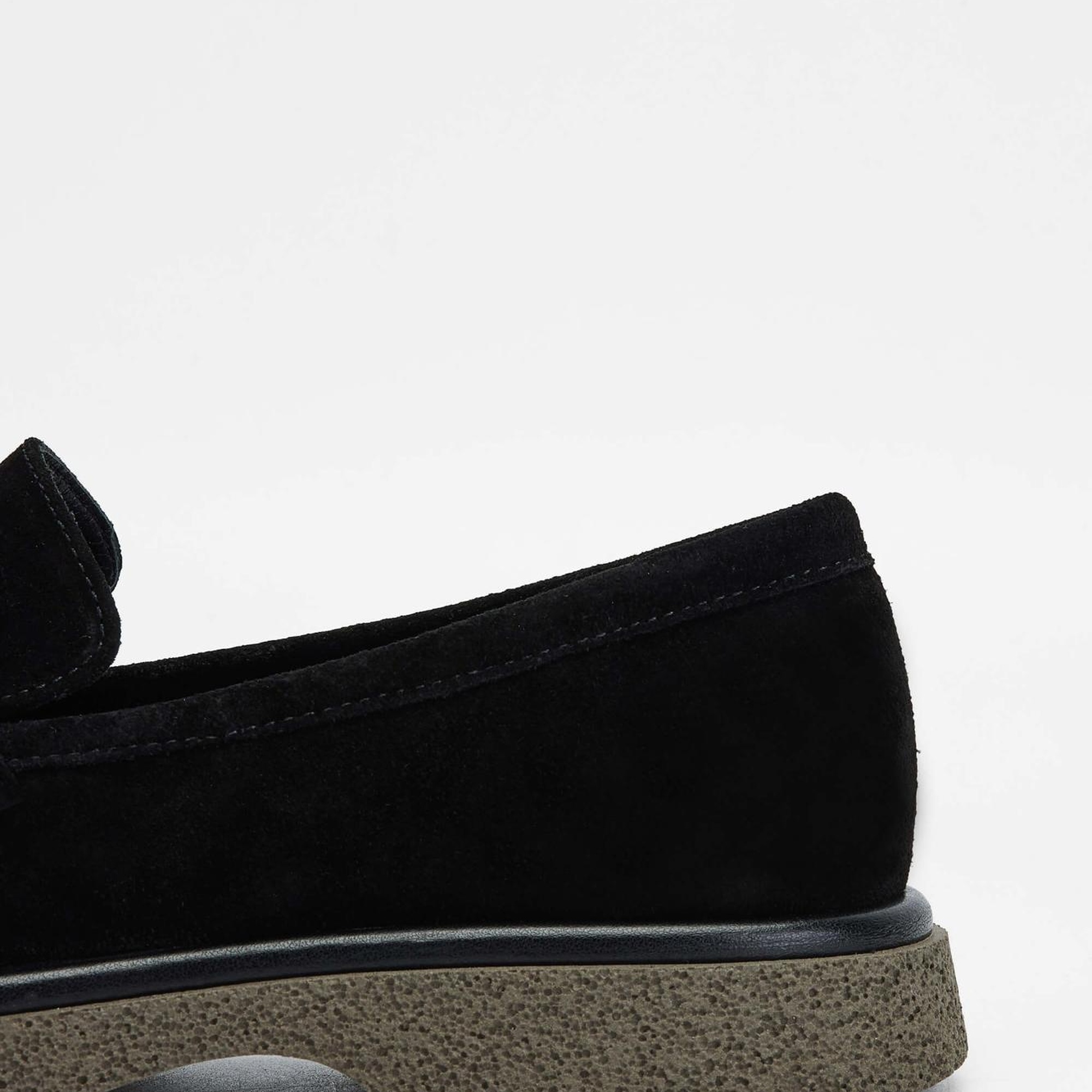 Tamer Tanca Kadın Hakiki Deri Siyah Süet Loafer Ayakkabı