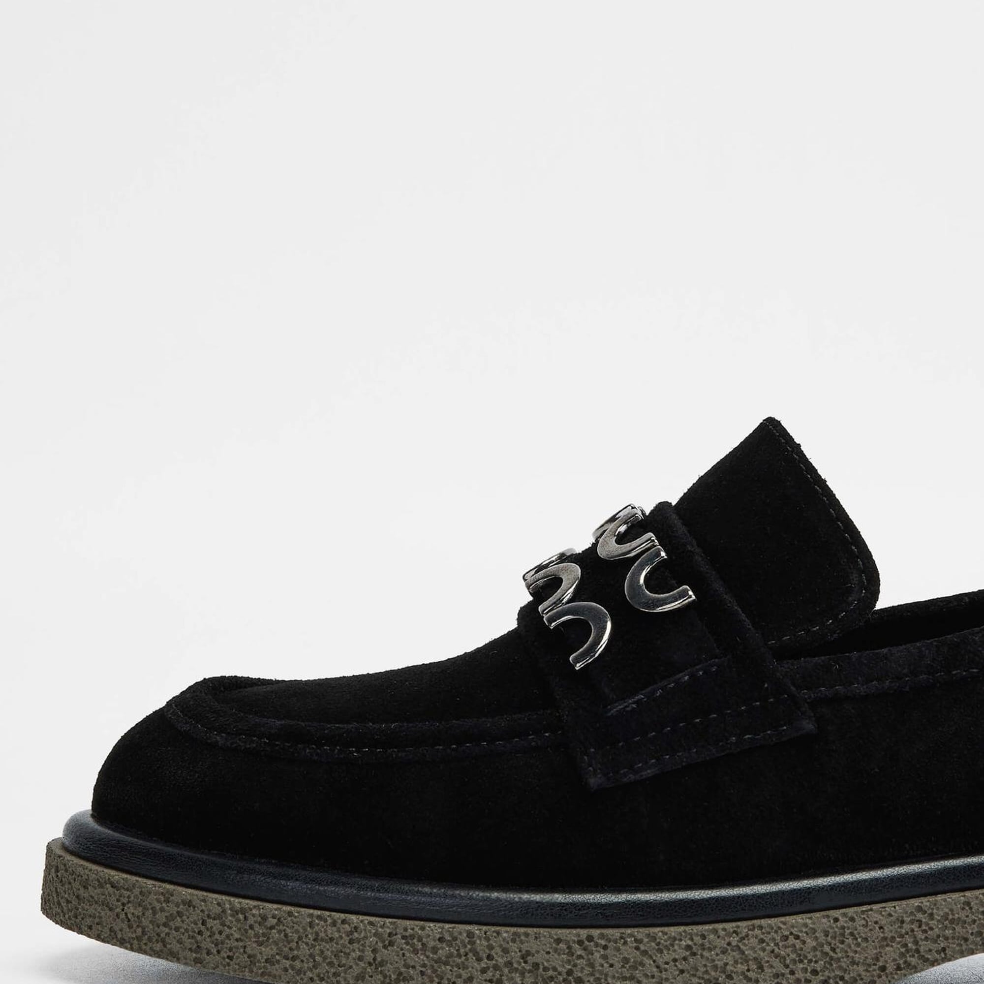 Tamer Tanca Kadın Hakiki Deri Siyah Süet Loafer Ayakkabı