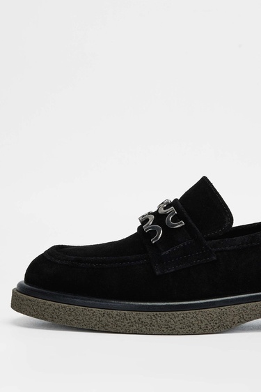  Tamer Tanca Kadın Hakiki Deri Siyah Süet Loafer Ayakkabı