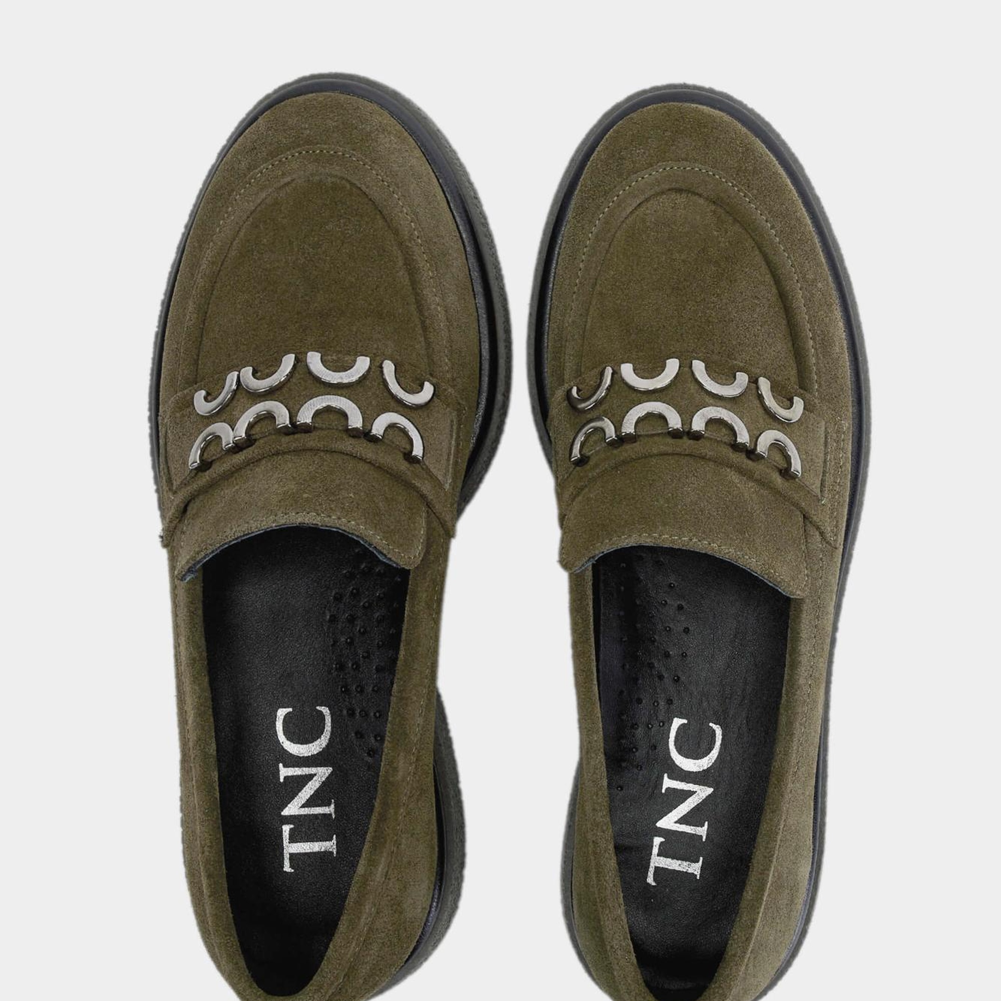 Tamer Tanca Kadın Hakiki Deri Haki Süet Loafer Ayakkabı