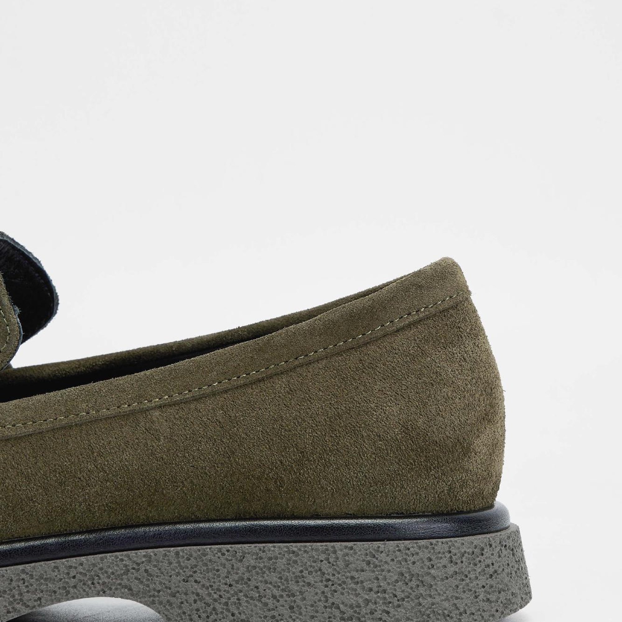 Tamer Tanca Kadın Hakiki Deri Haki Süet Loafer Ayakkabı