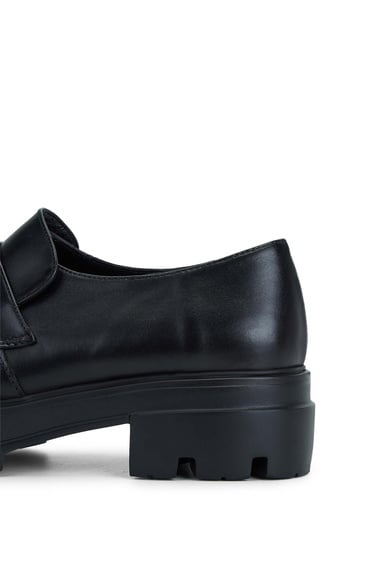  Tamer Tanca Kadın Hakiki Deri Siyah Deri Loafer Ayakkabı