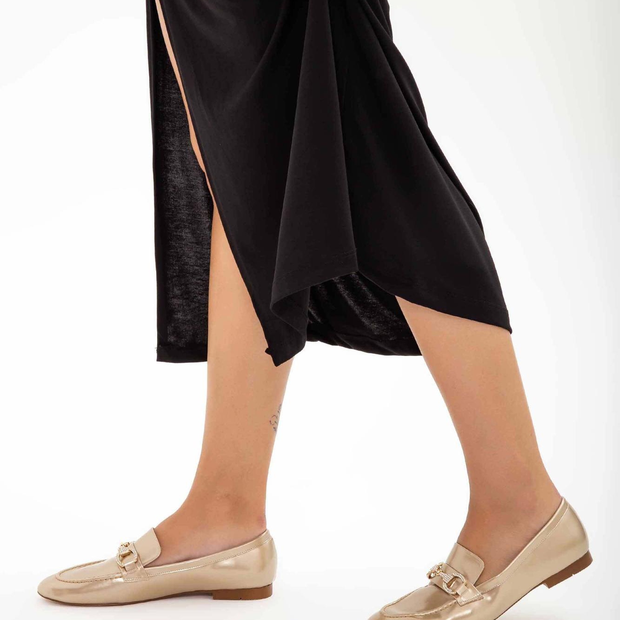 Tamer Tanca Kadın Vegan Altın Rugan Loafer Ayakkabı