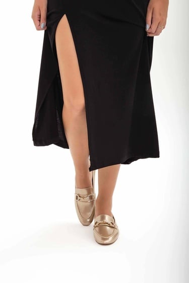  Tamer Tanca Kadın Vegan Altın Rugan Loafer Ayakkabı