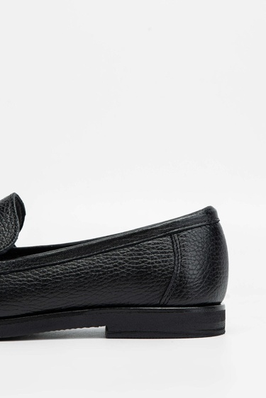 Tamer Tanca Kadın Hakiki Deri Siyah Loafer Ayakkabı