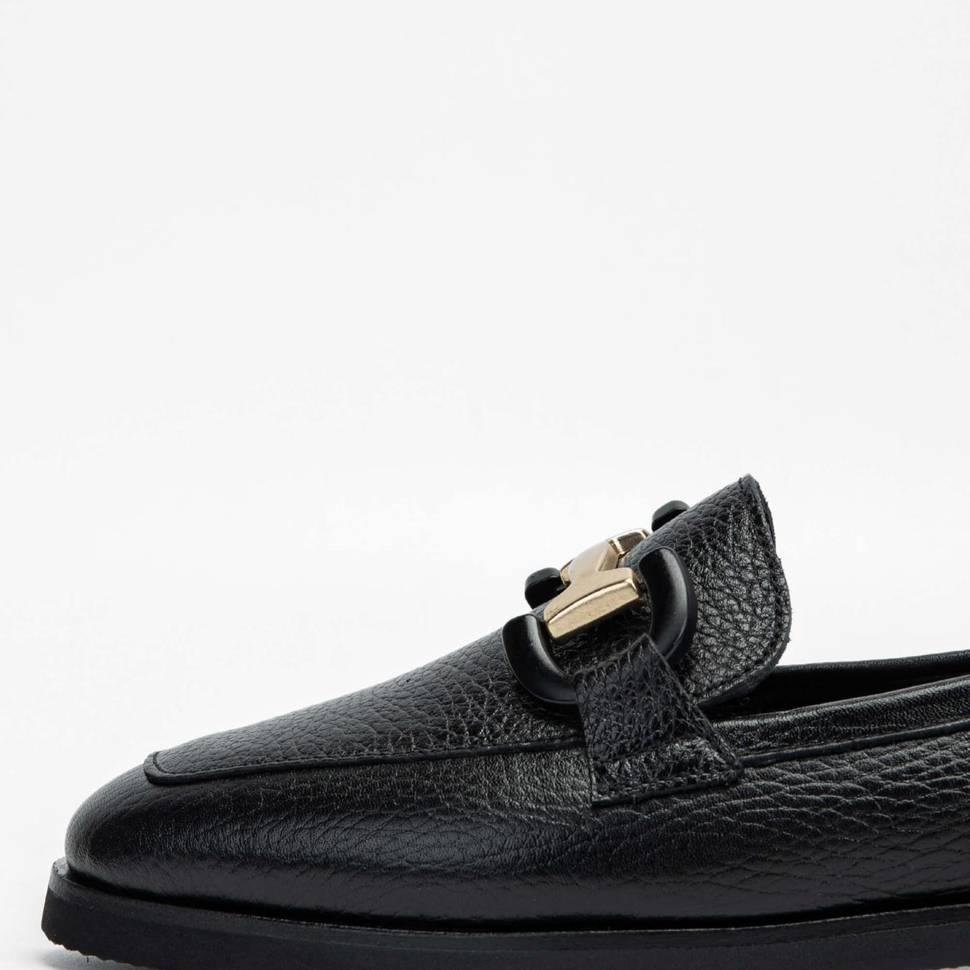 Tamer Tanca Kadın Hakiki Deri Siyah Loafer Ayakkabı