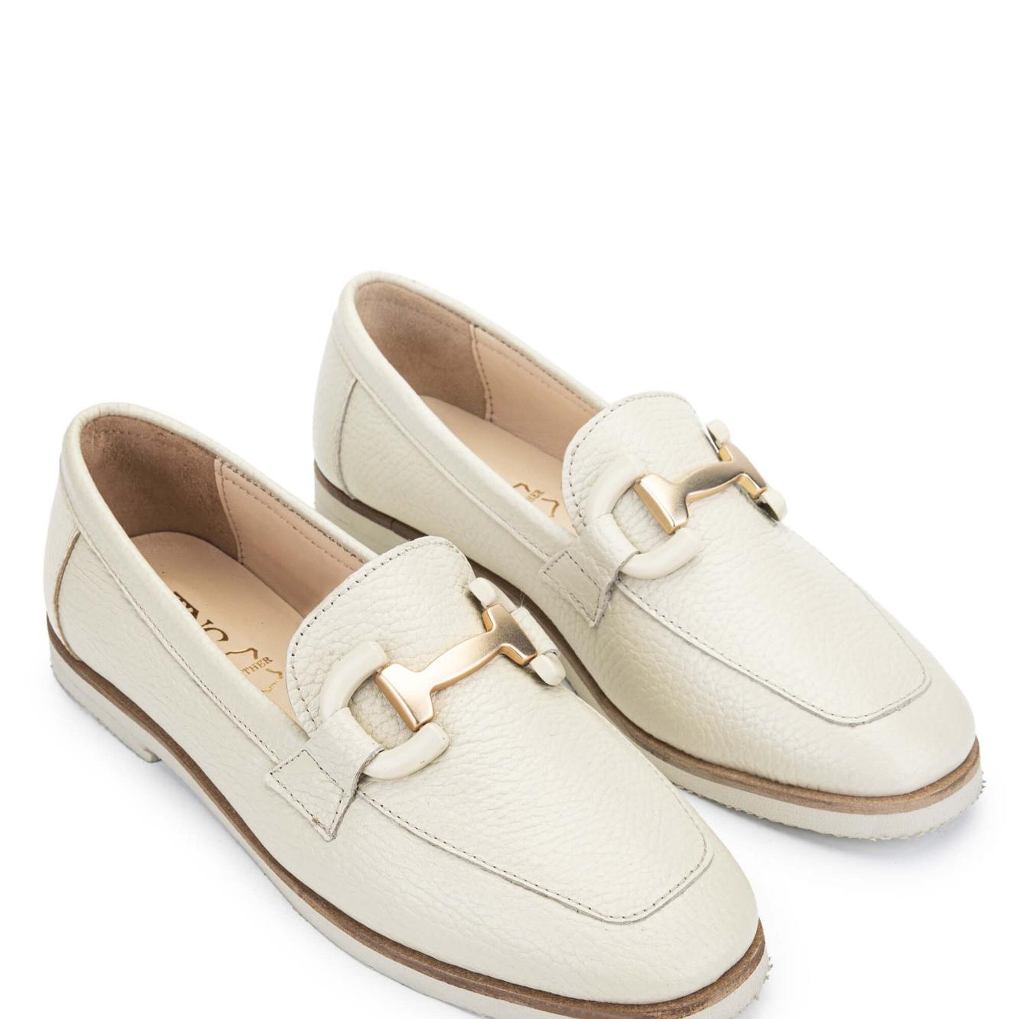 Tamer Tanca Kadın Hakiki Deri Bej Loafer Ayakkabı