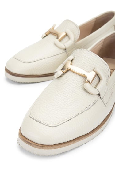  Tamer Tanca Kadın Hakiki Deri Bej Loafer Ayakkabı