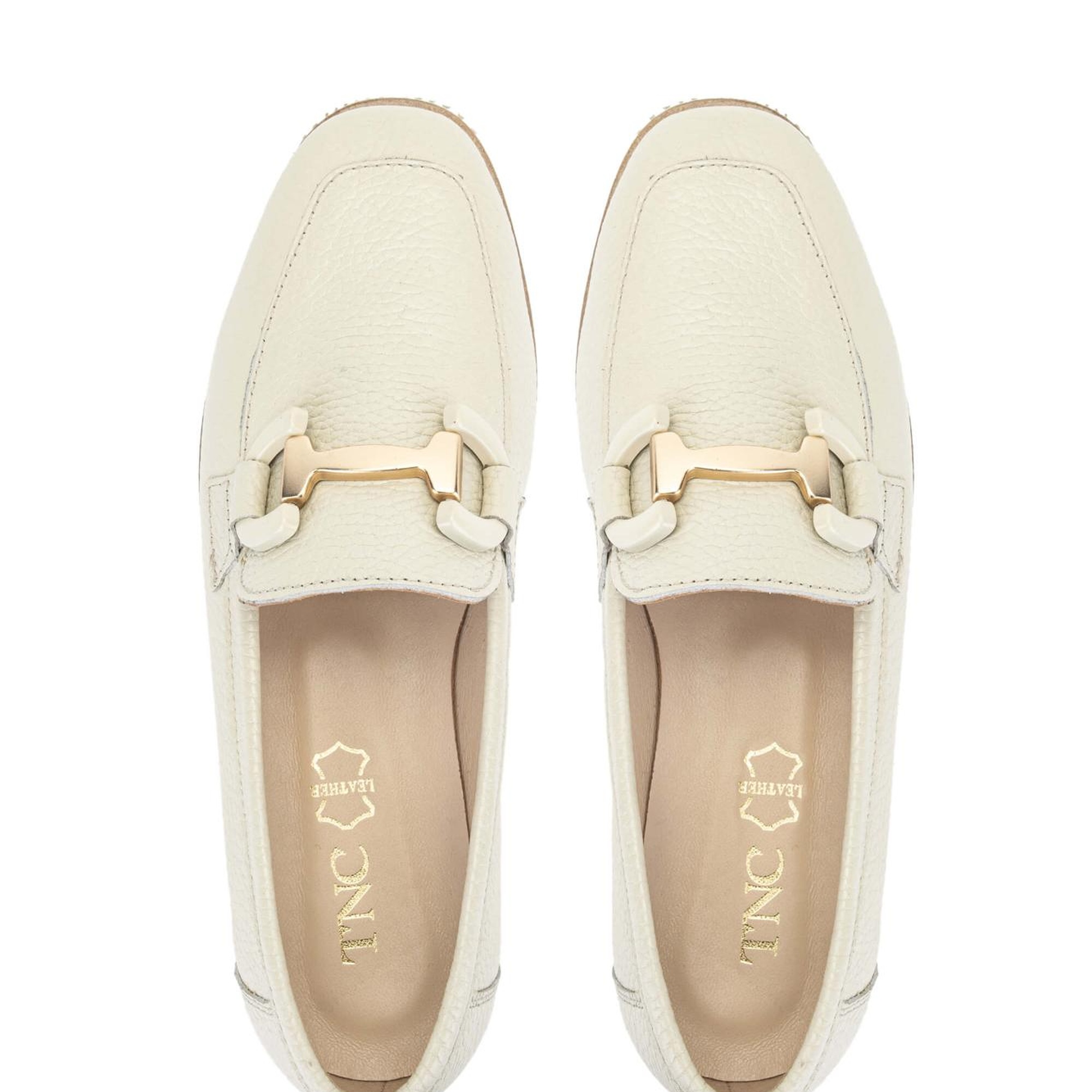 Tamer Tanca Kadın Hakiki Deri Bej Loafer Ayakkabı