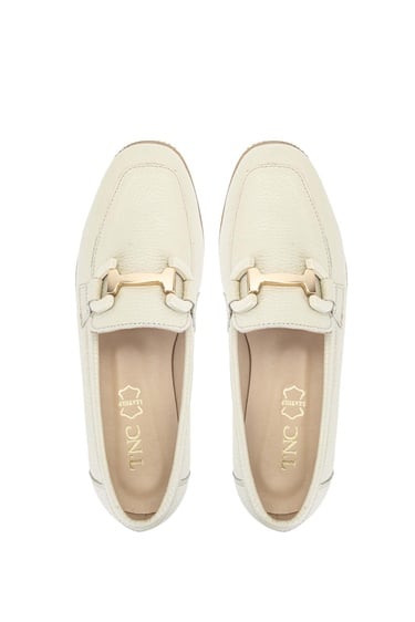  Tamer Tanca Kadın Hakiki Deri Bej Loafer Ayakkabı