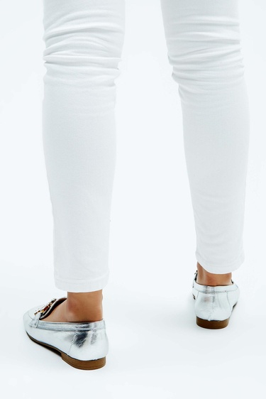  Tamer Tanca Kadın Hakiki Deri Gri Loafer Ayakkabı