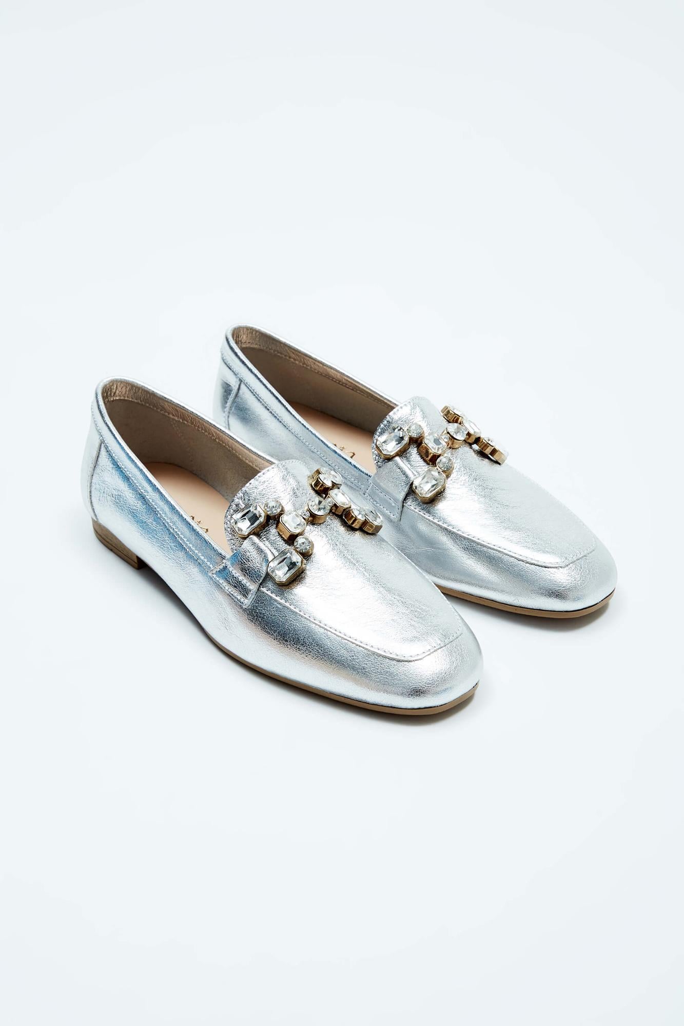  Tamer Tanca Kadın Hakiki Deri Gri Loafer Ayakkabı