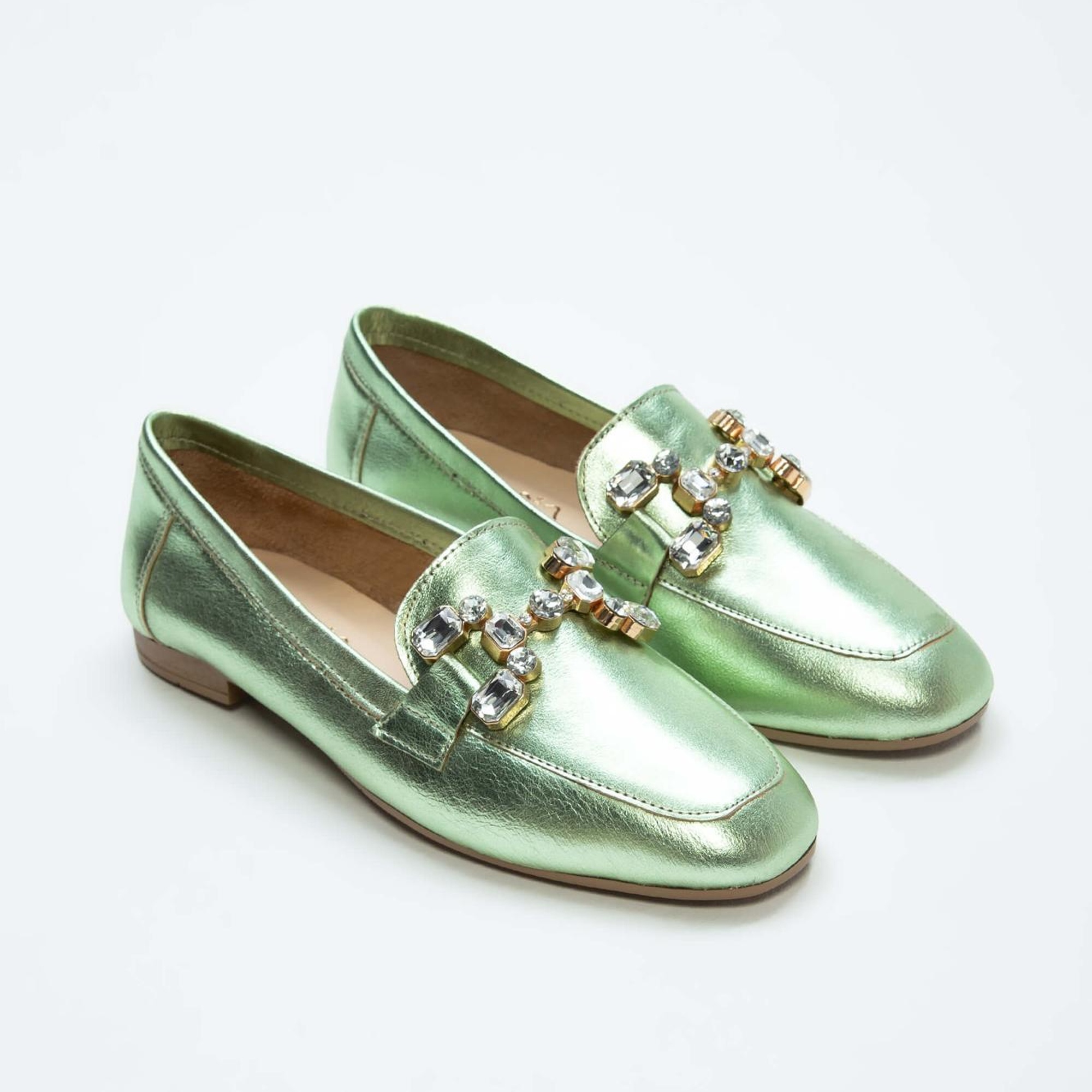 Tamer Tanca Kadın Hakiki Deri Yeşil Loafer Ayakkabı