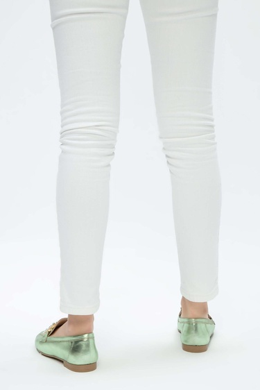  Tamer Tanca Kadın Hakiki Deri Yeşil Loafer Ayakkabı