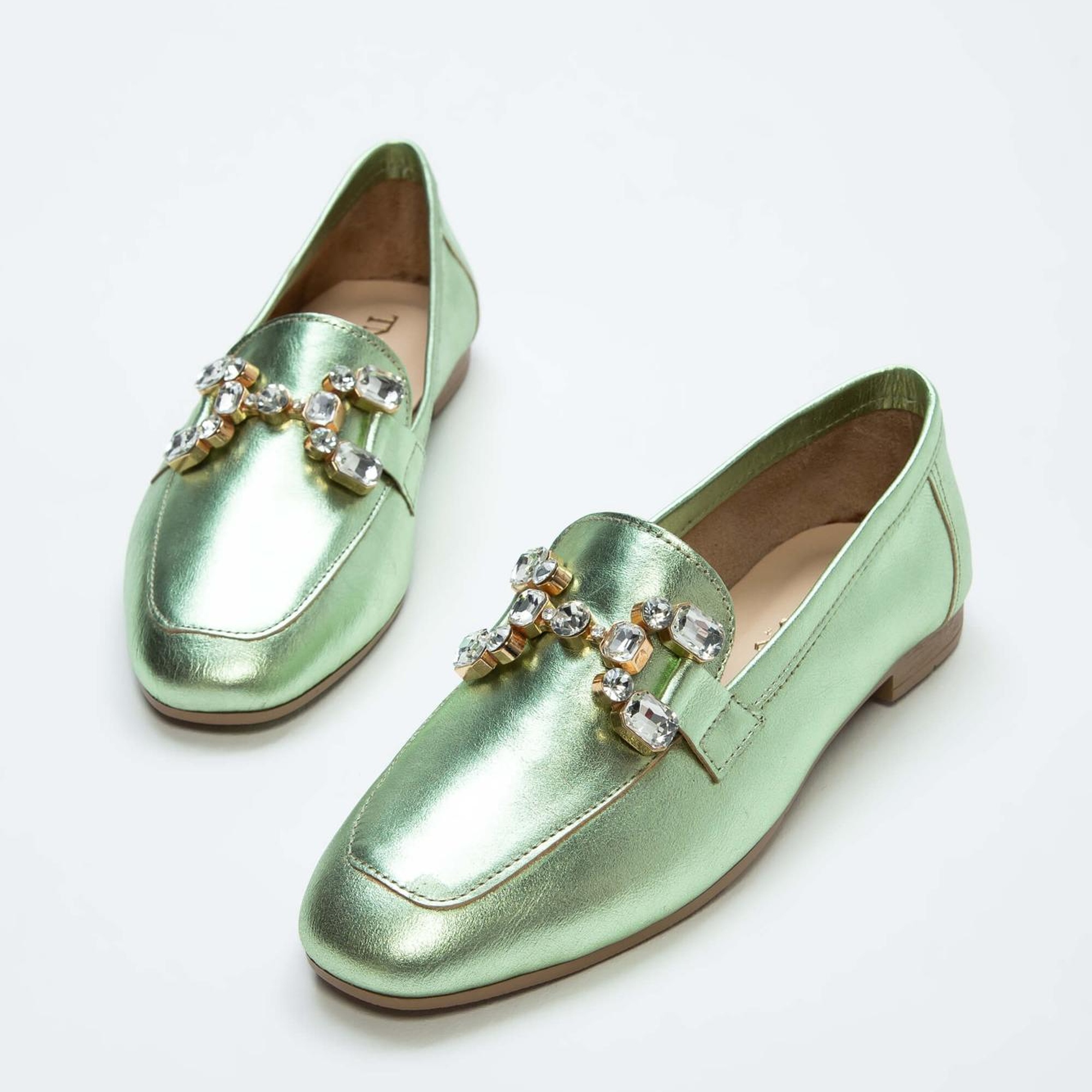 Tamer Tanca Kadın Hakiki Deri Yeşil Loafer Ayakkabı