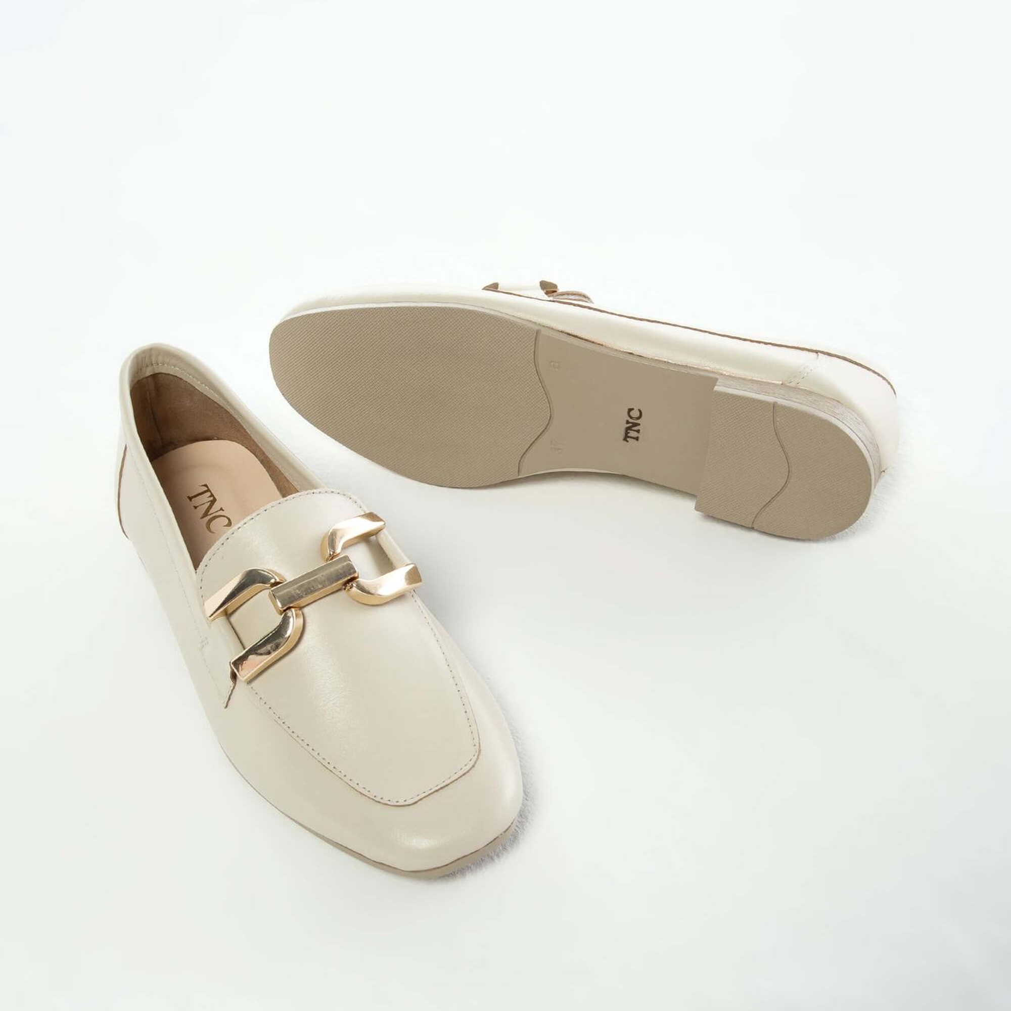 Tamer Tanca Kadın Hakiki Deri Bej Loafer Ayakkabı