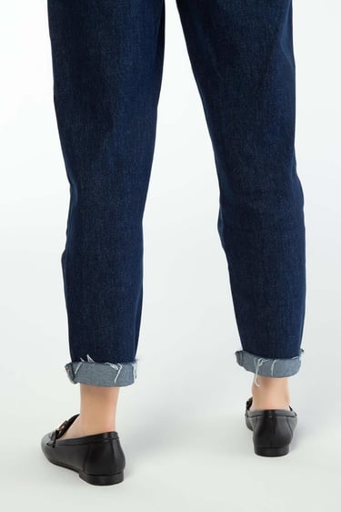  Tamer Tanca Kadın Hakiki Deri Siyah Deri Loafer Ayakkabı